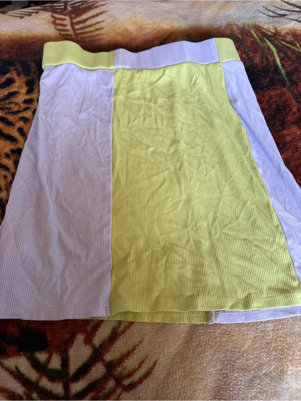 Lime and White Colorblock Mini Skirt